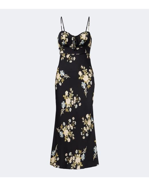 Veronica Beard Black Kieren Floral Silk-Blend Georgette Midi Dress