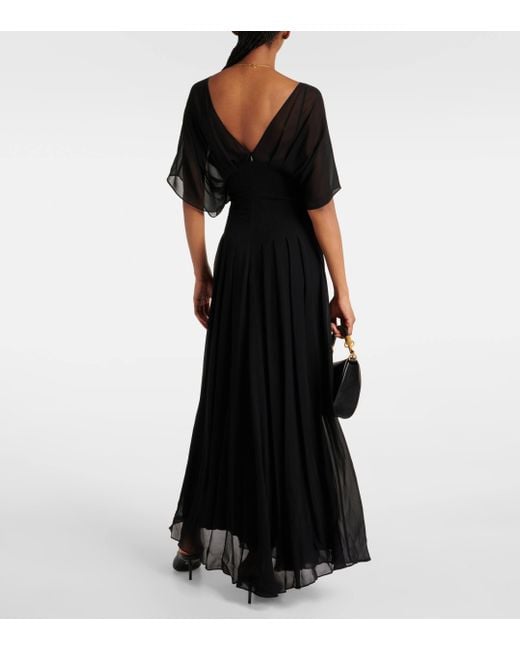 Max Mara Black Murge Draped Silk Gown