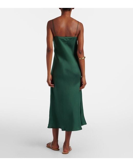 Asceno Green Lille Silk Twill Slip Dress