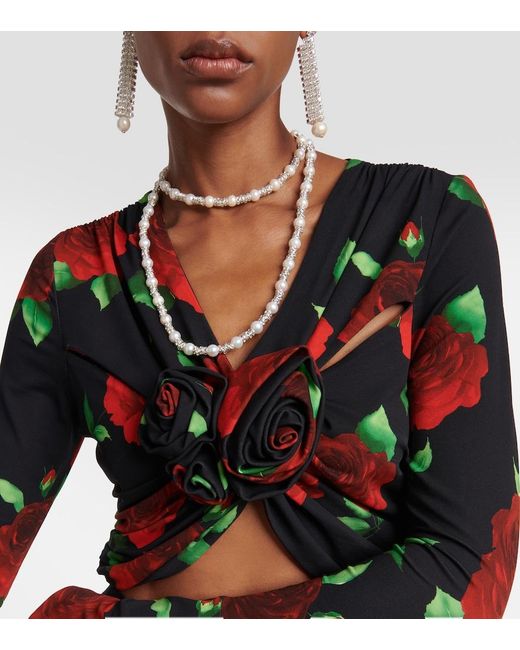 Magda Butrym White Embellished Necklace With Rose Quartz