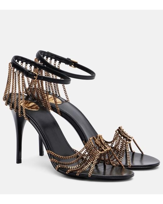 Saint Laurent Black Babylone 90 Leather Sandals