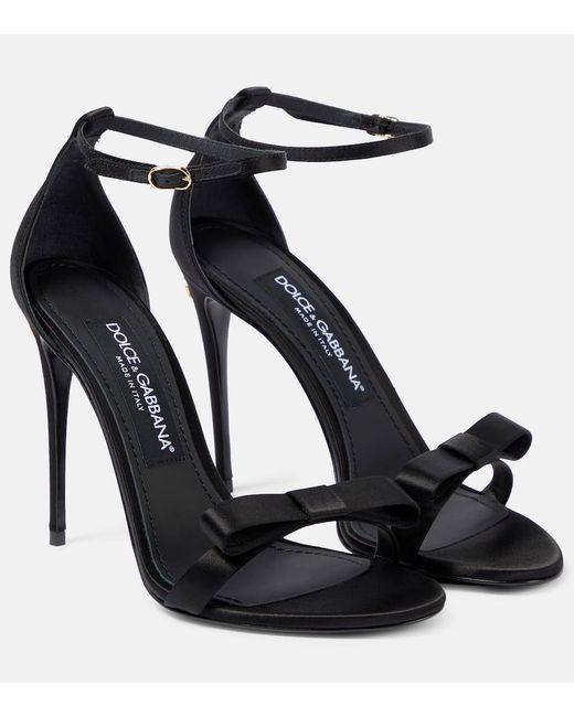 Sandalias Keira de saten con lazo Dolce & Gabbana de color Black