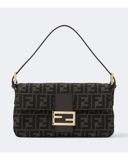 Fendi Black Baguette 26424 Jacquard Shoulder Bag for men