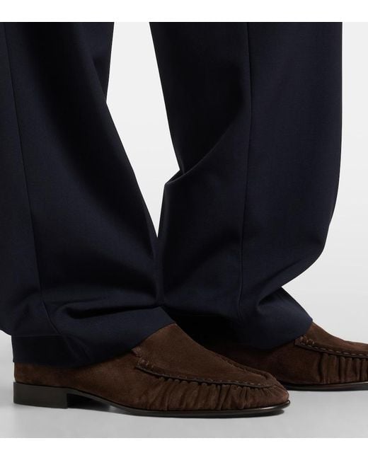 The Row Brown Soft Ruched Suede Loafers
