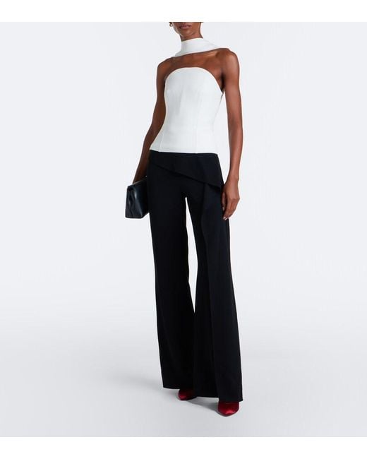 Roland Mouret White Scarf-Detail Crepe Corset Top
