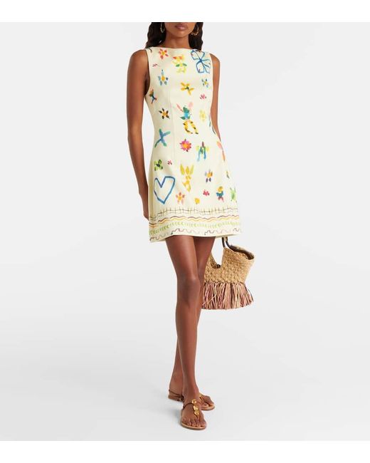 ALÉMAIS Metallic Sidi Floral Linen-Blend Minidress