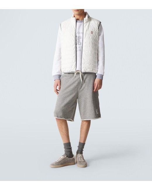 Brunello Cucinelli White Printed Cotton And Linen Sweatshirt for men