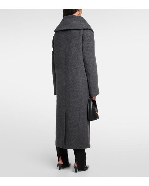 Totême  Black Oversized Wool-Blend Felt Wrap Coat