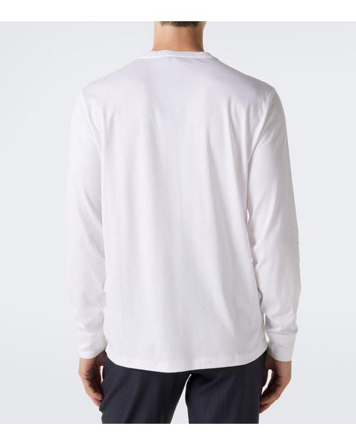 Ralph Lauren White Cotton Jersey Henley Shirt for men