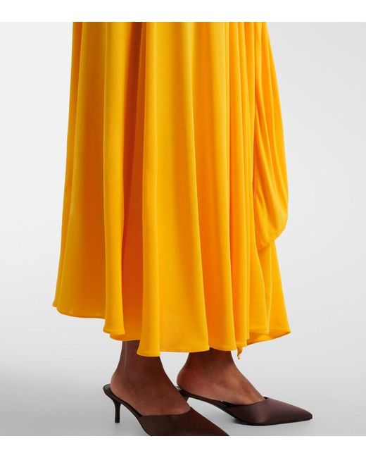 Alaïa Yellow Draped Halterneck Jersey Maxi Dress