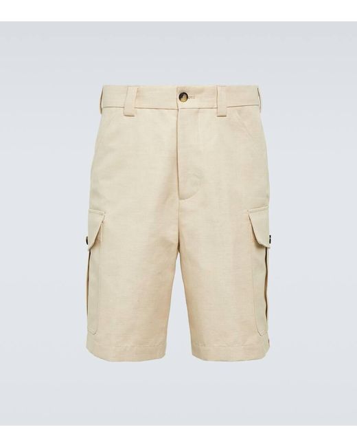 Loro Piana Cargo-Shorts Bizen aus Baumwolle und Leinen in Natural für Herren