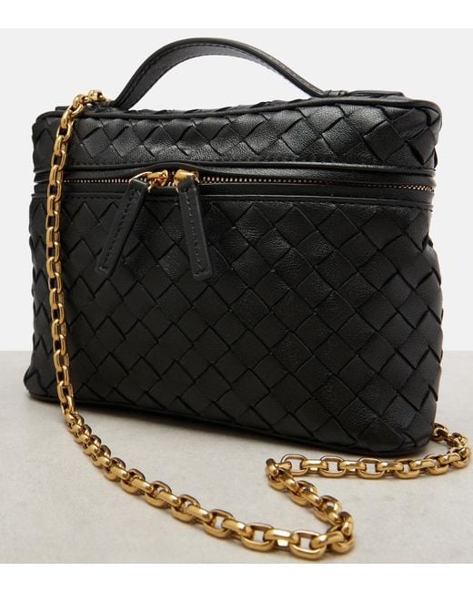 Bottega Veneta Black Intrecciato Leather Crossbody Bag