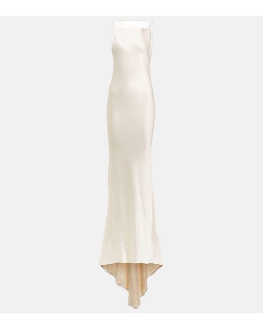Robe longue en satin à design à une épaule Maison Margiela en coloris White