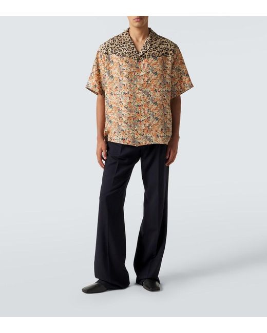 Valentino Natural Printed Silk Bowling Shirt for men