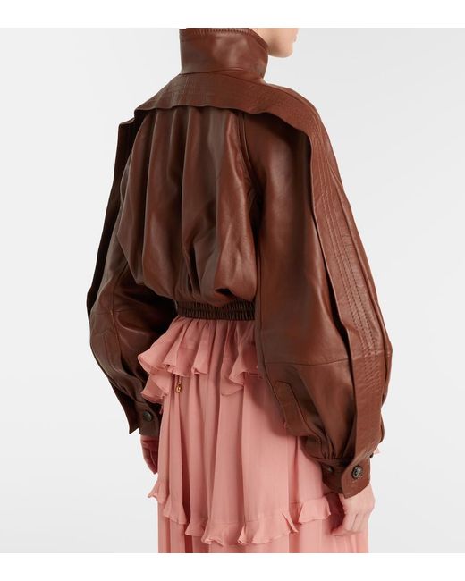 Zimmermann Brown Luna Leather Bomber Jacket