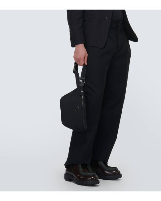 Prada Black Re-nylon Logo Belt Bag for men