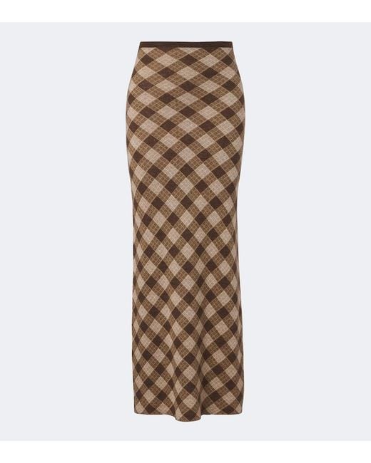 AYA MUSE Natural Kae Plaid Midi Skirt