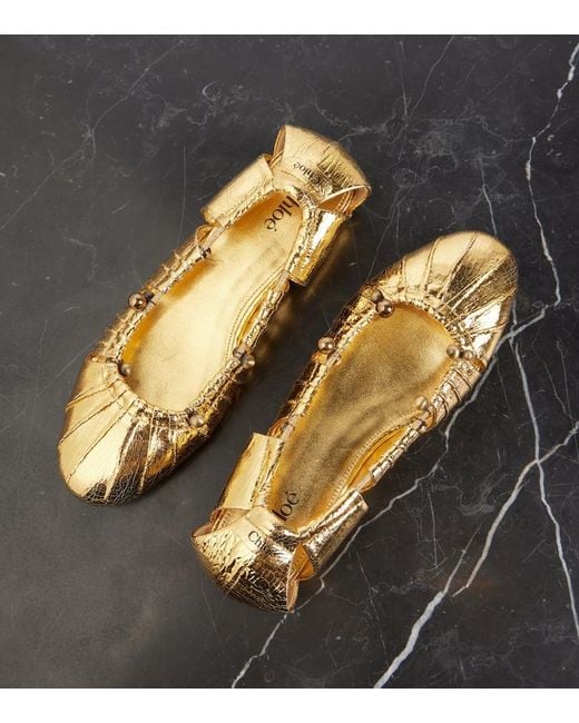 Chloé Ballerinas Luna Aus Metallic-Leder