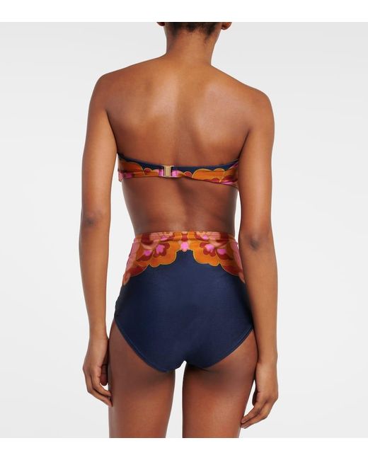 Zimmermann Orange Acadian Printed Bandeau Bikini Top