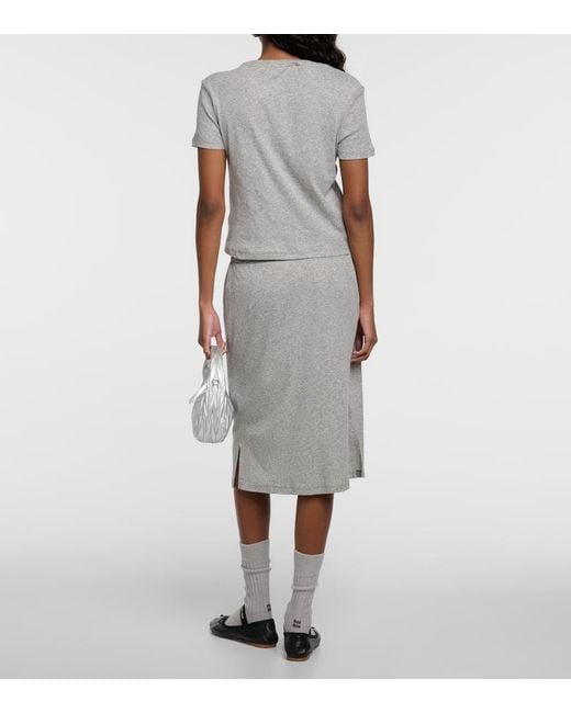 Miu Miu Gray Cotton Jersey T-Shirt