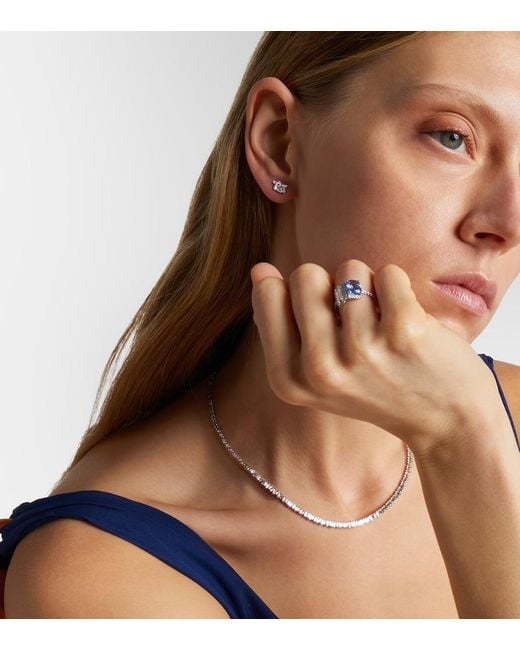 Suzanne Kalan White Classic 18Kt Stud Earrings With Diamonds