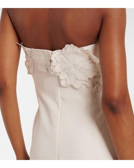 LEO LIN White Rayna Floral-Applique Crepe Maxi Dress