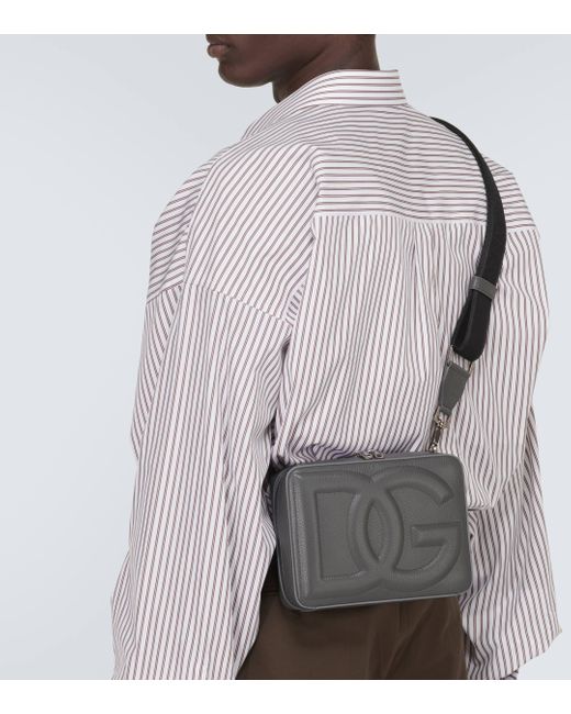 Dolce & Gabbana Gray Dg Leather Camera Bag for men