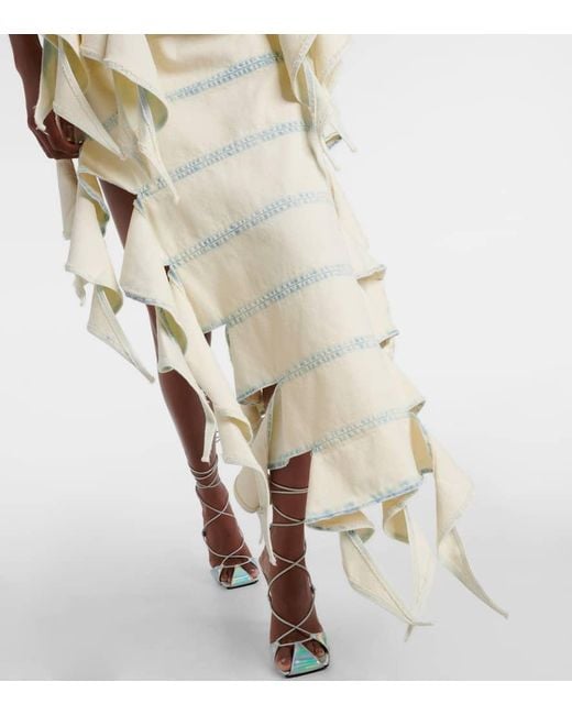 Y. Project Natural Bug Asymmetric Denim Midi Skirt