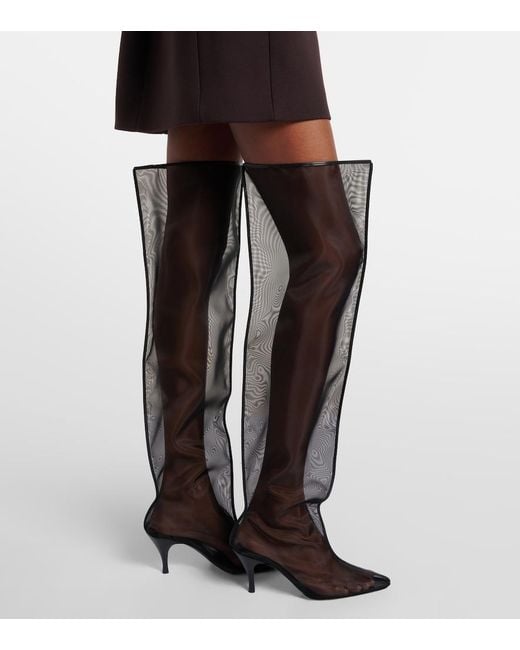 Herbert Levine Black Drawing A Blank 80 Mesh Knee-High Boots