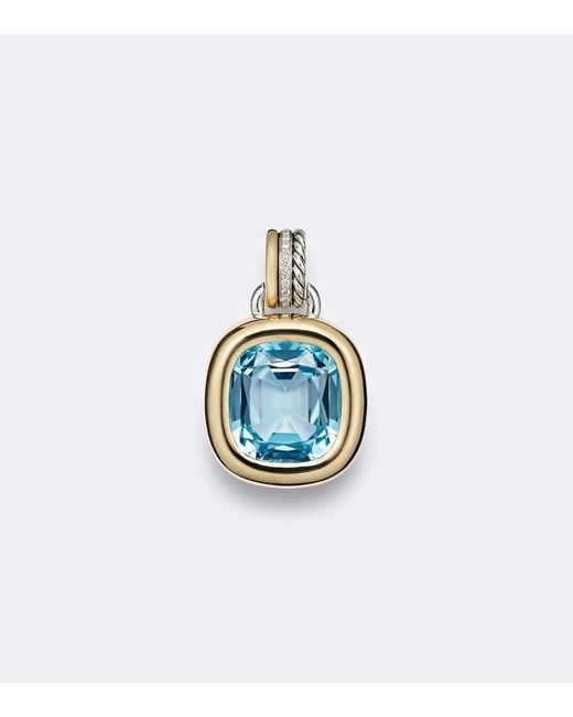 David Yurman Blue Dy Mercer 18Kt And Sterling Pendant With Topaz And Diamonds