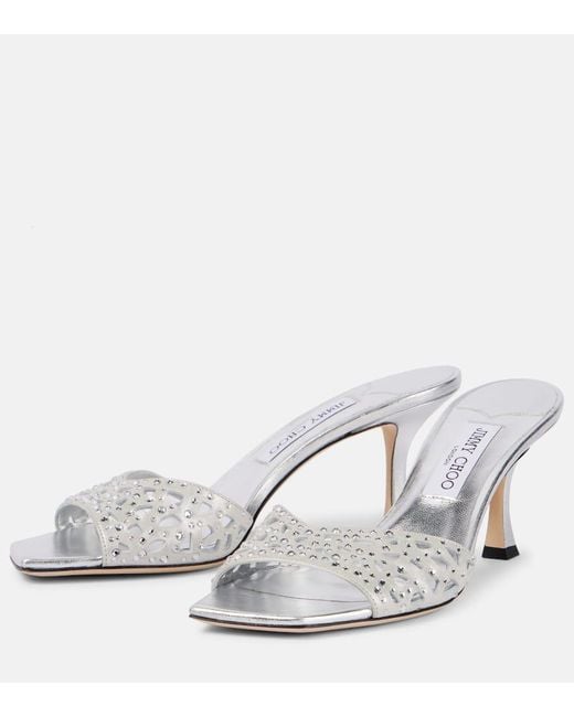 Mules Skye 70 En Satin A Ornements Jimmy Choo en coloris White