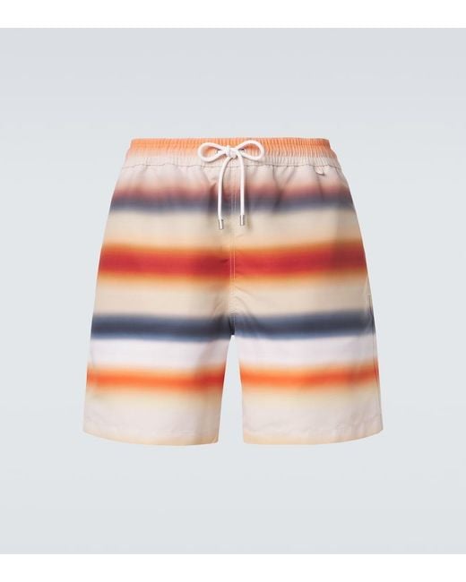 Loewe Orange Paula's Ibiza Striped Swim Trunks for men