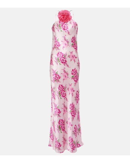 Robe longue en soie a fleurs Rodarte en coloris Pink