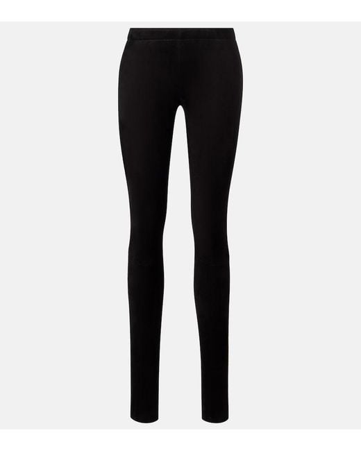 Stouls Black Carolyn Mid-Rise Suede Leggings