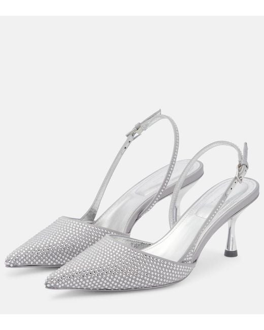 Jonathan Simkhai White Dylan Embellished Slingback Pumps