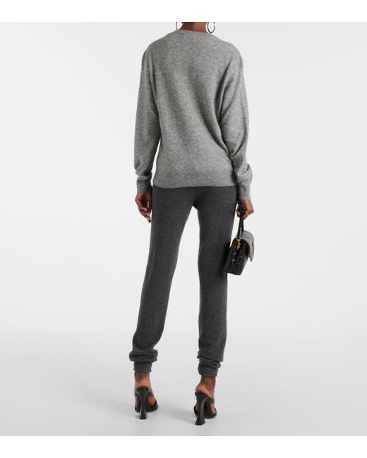 Saint Laurent Gray Cashmere And Silk Sweater