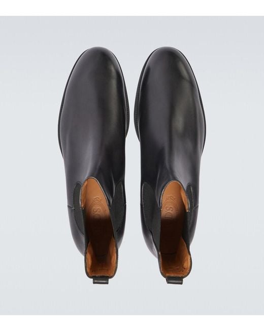 Tod's Black Leather Chelsea Boots for men