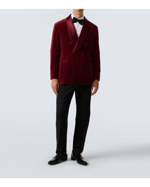 Brunello Cucinelli Red Cotton And Silk Velvet Tuxedo Jacket for men