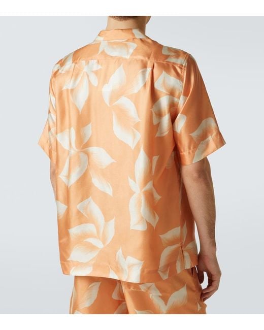 Dries Van Noten Orange Silk Shirt for men