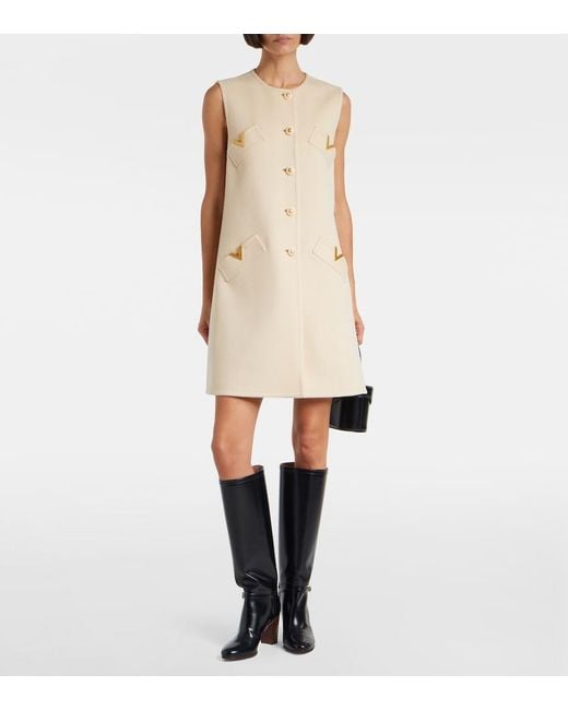 Valentino Natural Vgold Wool And Cashmere Minidress