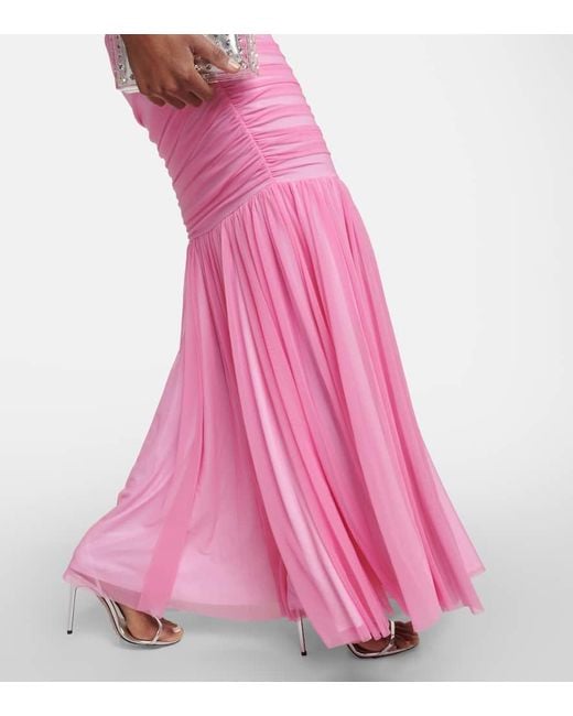 Norma Kamali Pink Walter Off-shoulder Maxi Dress