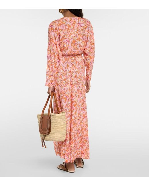 Poupette Orange Ilona Floral Midi Dress