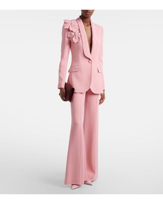 Elie Saab Pink High-Rise Cady Wide-Leg Pants