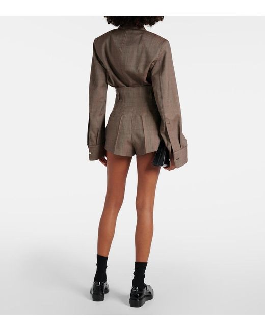 Prada Brown Pinstripe High-Rise Wool Shorts
