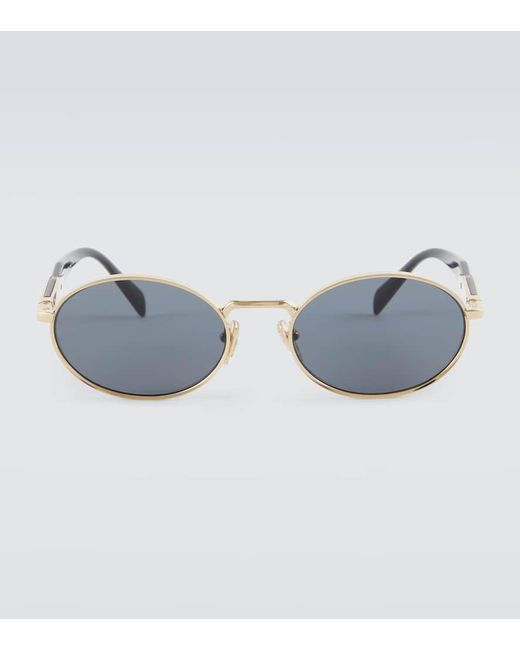 Prada Blue Logo Oval Sunglasses for men