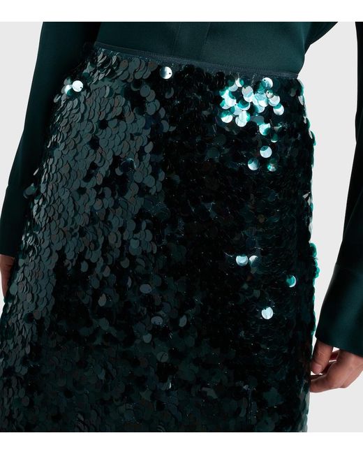 Vince Green Lucite Sequined Midi Skirt