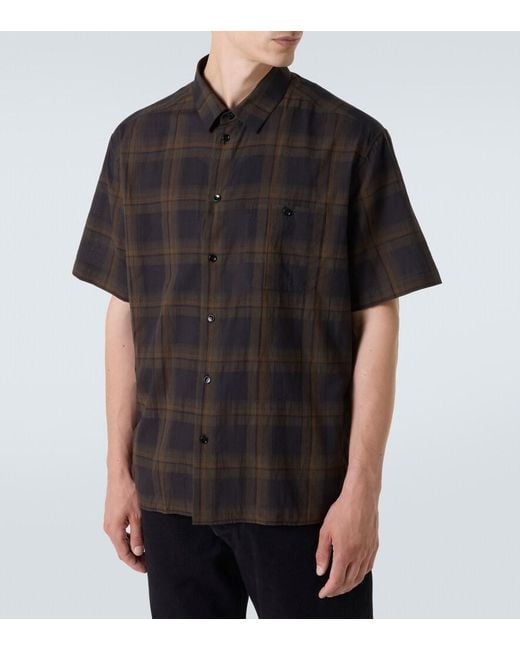 Saint Laurent Black Cotton Tartan Shirt for men