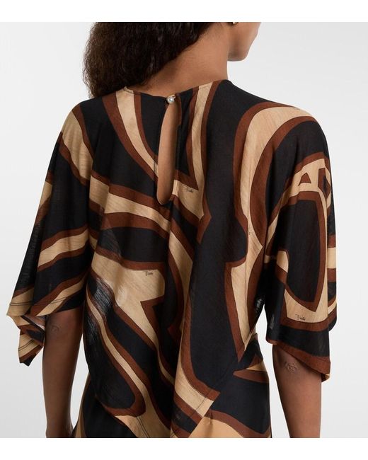 Emilio Pucci Brown Labirinto Wool-Blend Blouse