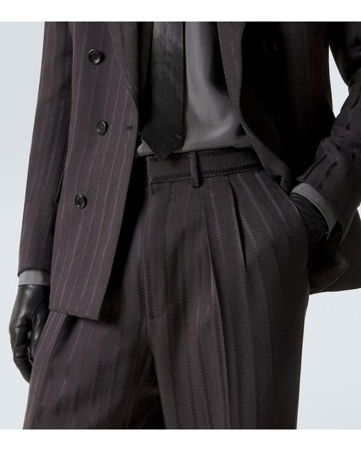 Tom Ford Blue Striped Jacquard Straight Pants for men