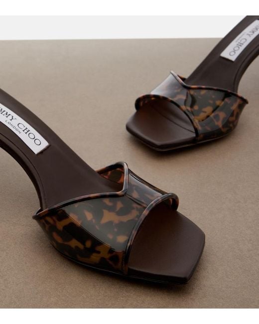 Jimmy Choo Brown Skye Leopard-Print Tpu Mules